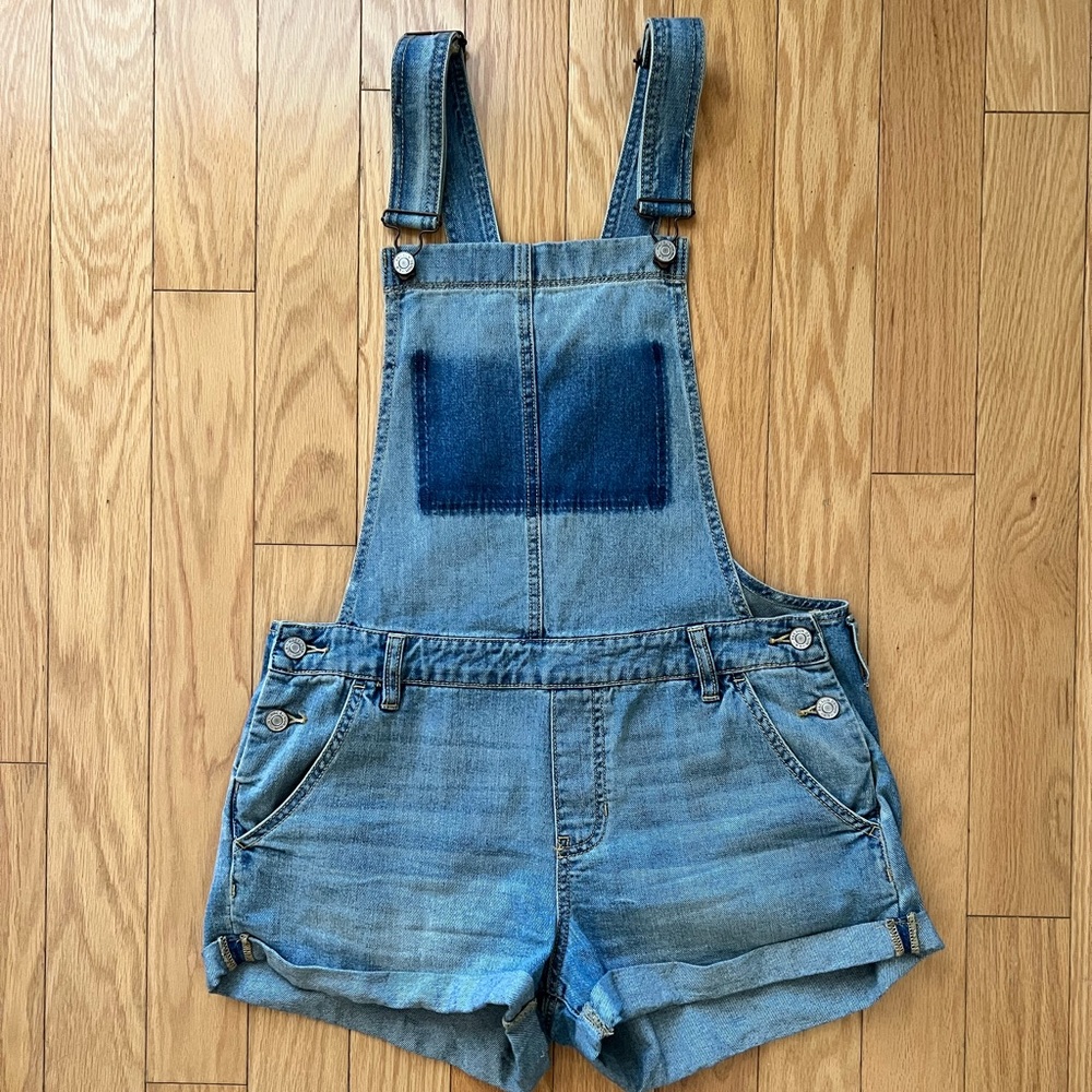 Denim overall shorts